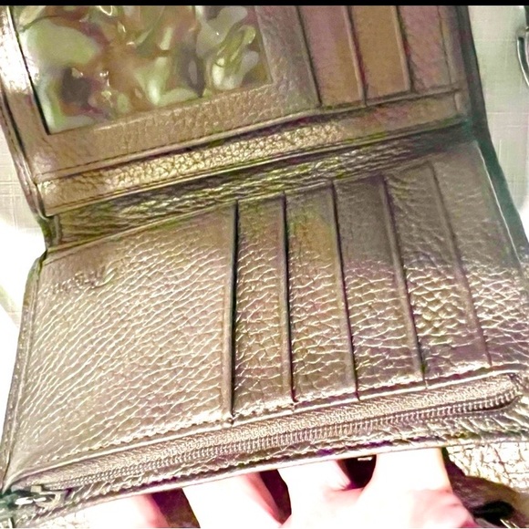 BRIGHTON Crossbody Wallet Shimmering Bronze-Purple Whip Stitch No Call Outs - Picture 8 of 16
